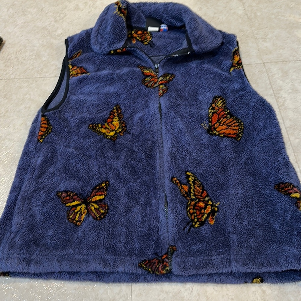 Vintage mazmania butterfly zip vest